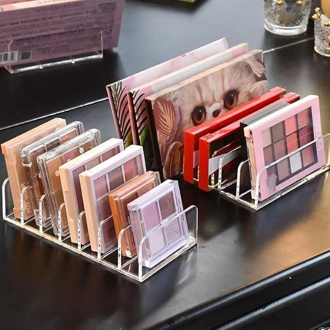 Acrylic Cash Tray 7 Slots File Organizer for Desk Clear Mail Holder Eyeshadow Makeup Palette Cosmetic Tray Vertical Letter Sorter for Desktop, Bill, Document, Notebook