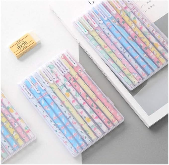 Cute Colorful Gel Ink Pens Set Unicorn Flamingo Multicolor 10 Pcs 0.5 mm