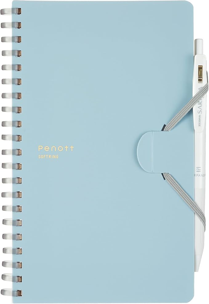 KOKUYO Grid Spiral Journal Notebook, Penott B6 Soft Ring Graph Paper Notebook with 70 Smooth Sheets, 4.1'' x 7.2'' Small Journaling Notebook with Plastic Hardcover, Blue, Japan Import. (SU-SP147S5-B)