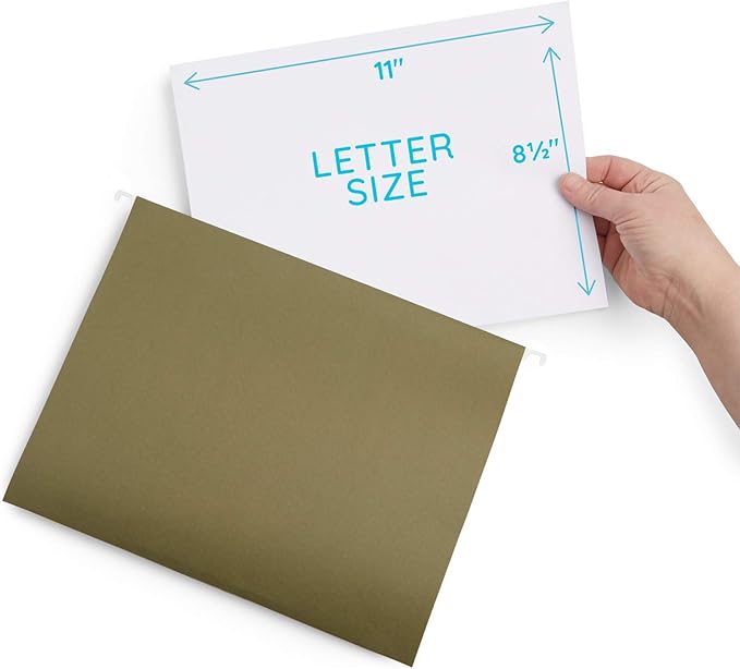 50 Extra Capacity Hanging File Folders, Heavy Duty Expanding Hang Folders with 2’’ Expansion, Standard Letter Size, Designed to Store Bulky Files, 50 Pack