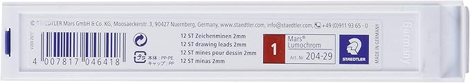 Staedtler Mars Lumochrom 204 - Case of 12 Drawing Leads 2 mm Crimson