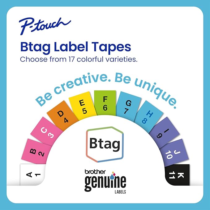 Brother P-Touch PT-N25BT Personal Connected Label Maker, Bluetooth, Design&Print2 app, Portable, Handheld and Prints with P-Touch Btag½â€ (12mm) Wide Color Label Tapes