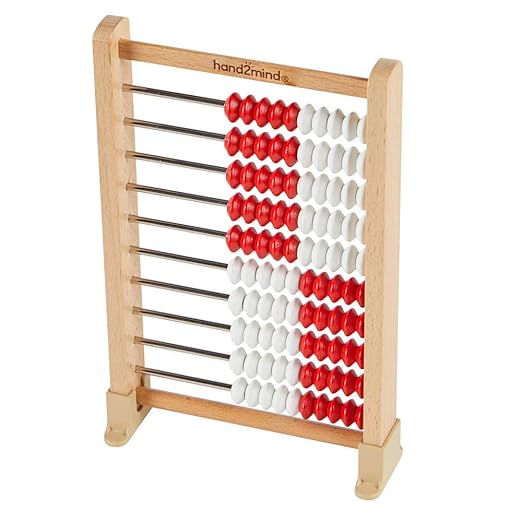 Hand2Mind Mini 100 Bead Wooden Rekenrek, Abacus for Kids, Math Manipulatives Kindergarten, Counting Rack, Educational Toys for Elementary Kids (Set of 25), Berry