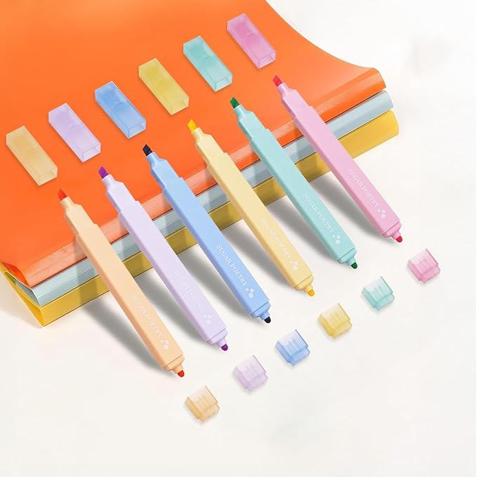 EooUooIP Aesthetic Highlighters, Cute Highlighters Dual Tip, Bible Highlighter No Bleed, Chisel and Fine Tips, Pastel Highlighter Assorted Colors for School & Office Journal DIY Home, 6 Pack