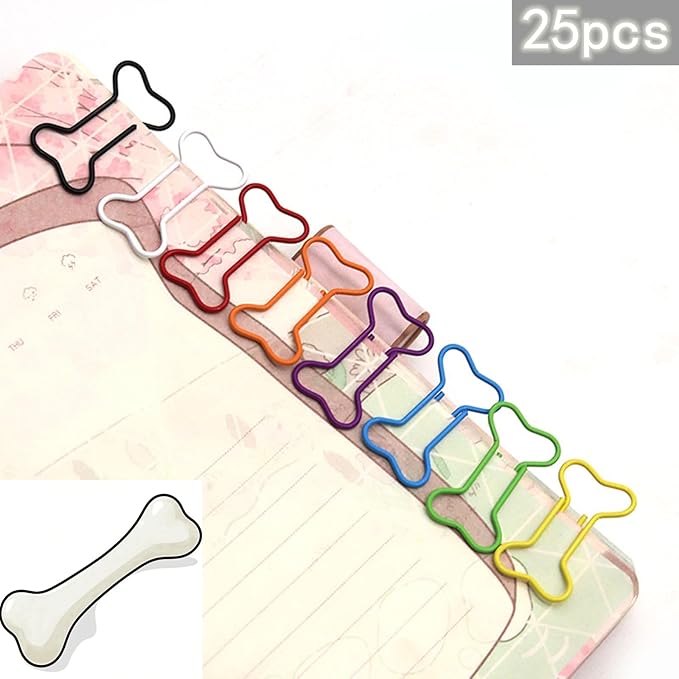 100 pcs Cute Animal Paper Clips Assorted Colors, Dog Shaped Paperclips, Fun Office and School Supplies for Dog Lovers, Coworkers, Teachers,Students