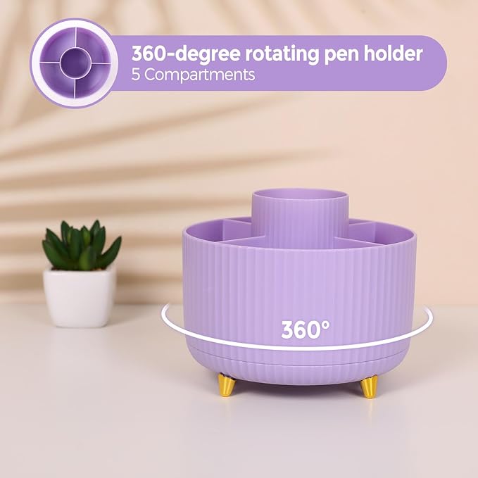 SKYDUE Purple Office Supplies Set, Purple Office Desk Accessories 10PCS, Pencil Holder for Desk, Stapler, Tape Dispenser, Scissors, Ruler, Binder/Paper Clips and 1000pcs Staples,Desk Supplies Set