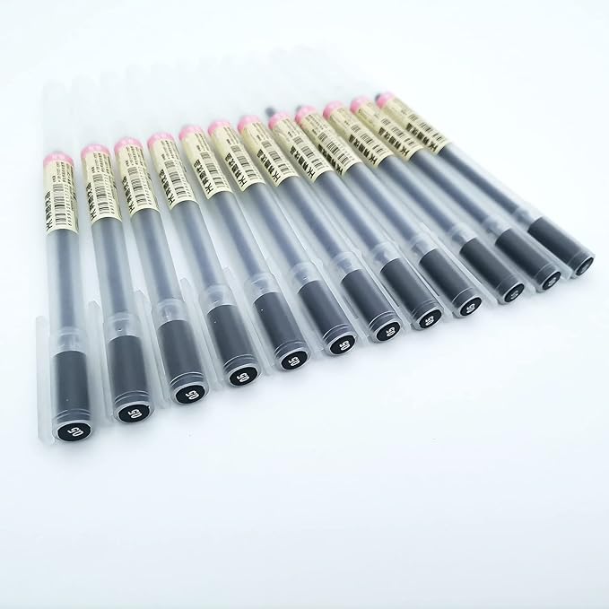 Gel Pens 12 Count, Black Ink, Ball Point Pens Fine Point, 0.5 mm Ink Pen, Note Taking Pens for Japanese Korean Office School Stationery Supplies (Black, 12-Count)