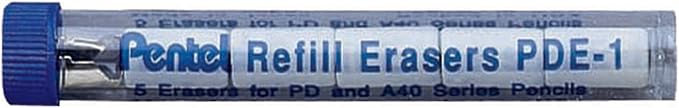 Pentel PDE1BP2 Refill Eraser for AL, Ax and PD Pencil Series 5 Pieces Per Tube, (2X Tubes) White