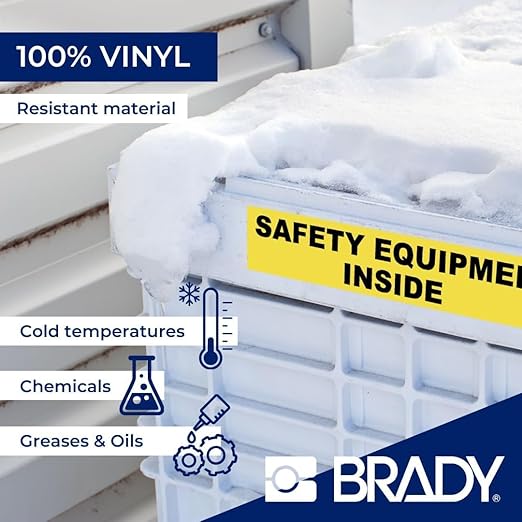 Brady Authentic (M4C-500-595-WT-BK) All-Weather Vinyl Labels 0.5 in W x 25ft Black on White. for use with BMP41, BMP51, M410, M510, and M511 Label Printers.