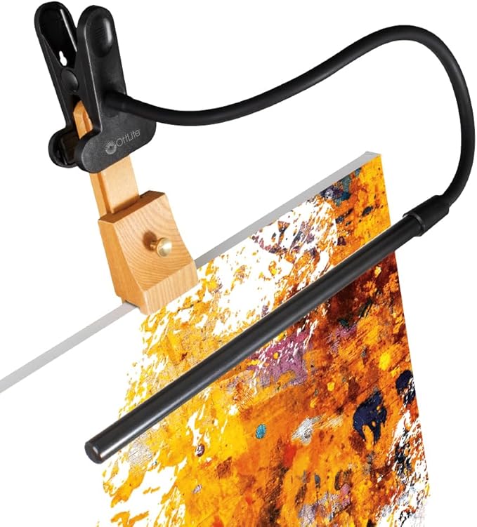 OttLite Clip-On LED Easel Lamp with ClearSun LED Technology - Sturdy Clip Light with On/Off Switch Cord - Adjustable & Flexible Neck for Precise Lighting, Piano, Computer Desks, Shelves & Tables
