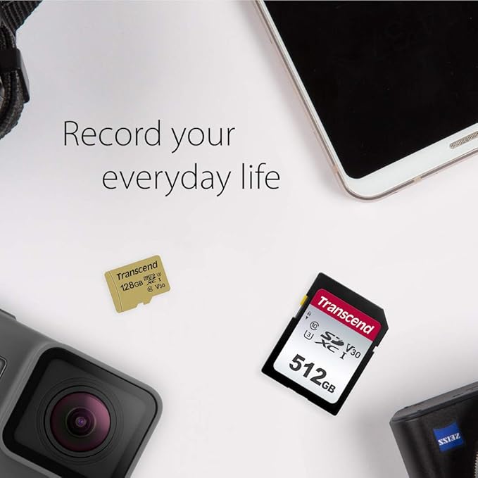 Transcend SDC300S 128GB SDXC Memory Card, Up to 100MB/s, UHS-I U1 V10, Full HD, Class 10 High-Speed SD Card for Canon, Nikon, Sony, Pentax, Kodak, Olympus, Panasonic Digital Cameras