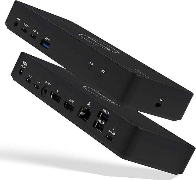 VisionTek VT2900 12in1 USB-C Docking Station – KVM Switch Single Host – HDMI, DisplayPort, 100W PD Port, 3.0 USB Ports, Audio, Thunderbolt & Ethernet Port – Compatible Hub for Laptops & PC