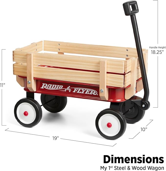 Radio Flyer 19 Inch Miniature Wagon Small Toy Rolling Cart for Ages 1.5+ Indoor Outdoor Play Baby Shower Decor Display Prop and Interactive Play