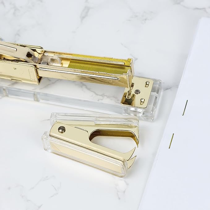 NatSumeBasics Clear Staple Remover Pure Gold Stapler Remover Cute Yellow Puller Removers Tool for Home Office School Desk Accessories Gift (Yellow Gold)