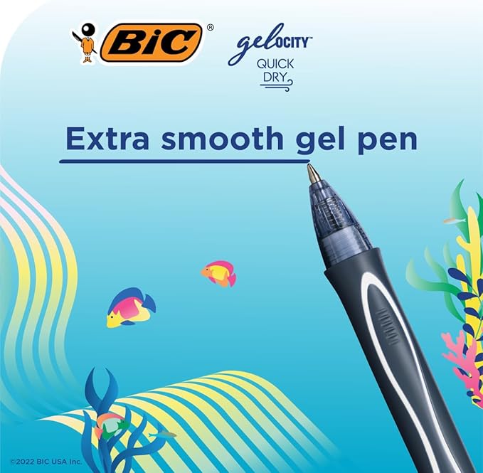 BIC Gelocity Quick Dry Ocean Themed Gel Pens, Medium Point (0.7mm), 8-Count -Pen Set, Colored Gel Pens for Note Taking and Journaling, (Pack of 2)