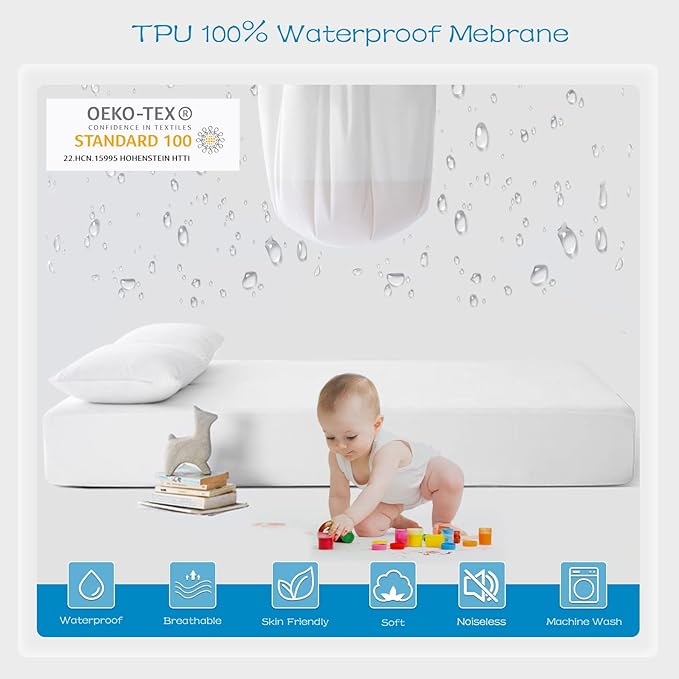 GRT 2 Pack Full Size Mattress Protector Waterproof, Breathable & Noiseless Waterproof Mattress Protector Fitted Deep Pocket from 5" to 19", Smooth Full Bed Mattress Cover Machine Washable