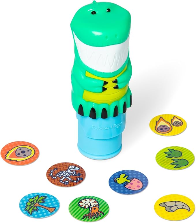 Melissa & Doug Sticker Wow!™ Dinosaur Bundle: 24-Page Activity Book, Refillable Sticker Stamper, Mini Pad, 500 Stickers, Arts and Crafts for Kids Ages 3+