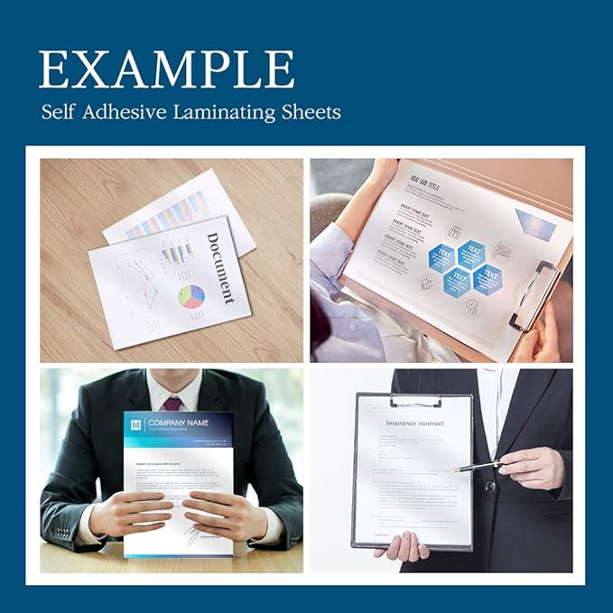 Self Adhesive Laminating Sheets 12.3x17.1 inch, 100 Pack, 4mil Thickness, No-Machine Needed, QuickPeel, Instashield, Stick&GO (100 Sheets, Letter Size 4mil)