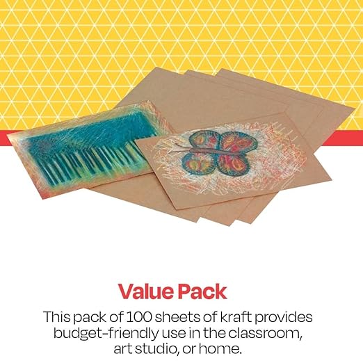 School Smart Kraft Paper Sheets, 60 lbs, 9 x 12 Inches, Brown, Pack of 100