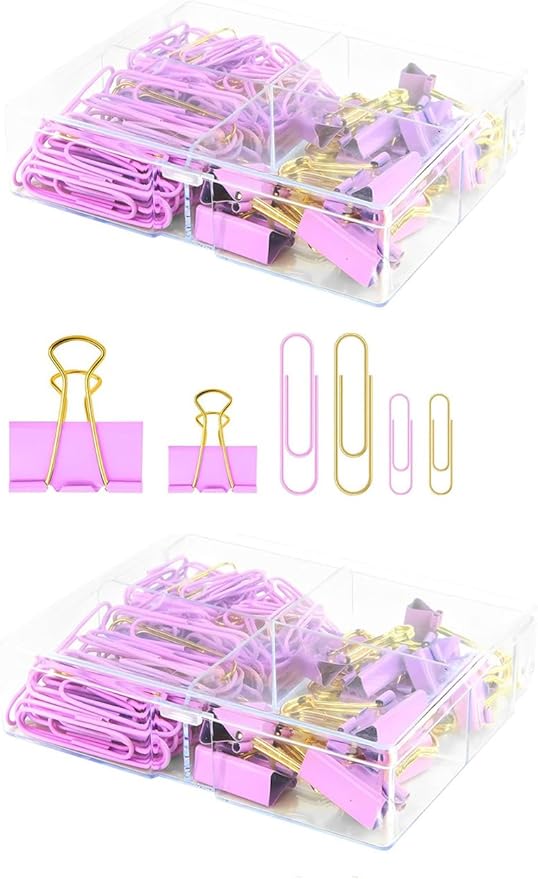 Cute Paper Clips Binder Clips Combo Set, Assorted Size Paper Clips for Office, Cute Office Supplies Set,