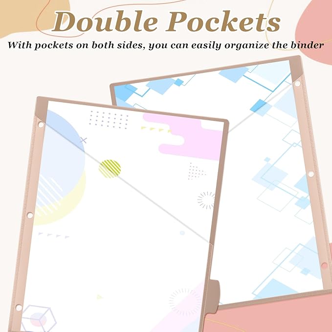 Epakh 12 Pcs Binder Dividers for 3 Rings Binders Index Dividers with Two Clear Pockets Plastics Sheets Protectors with Tab Labels for School Office Organization (Morandi)