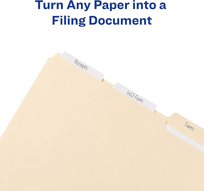 Avery Filing Ultra Tabs, 3" x 1.5", 2-Side Writable, White, 24 Repositionable File Tabs (74776)