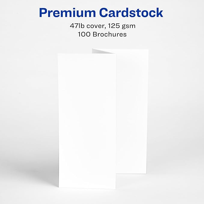 Avery Printable Tri-Fold Brochures with Mailing Seals, 8.5" x 11", Matte White, 100 Blank Brochure Paper for Inkjet Printers (08324)