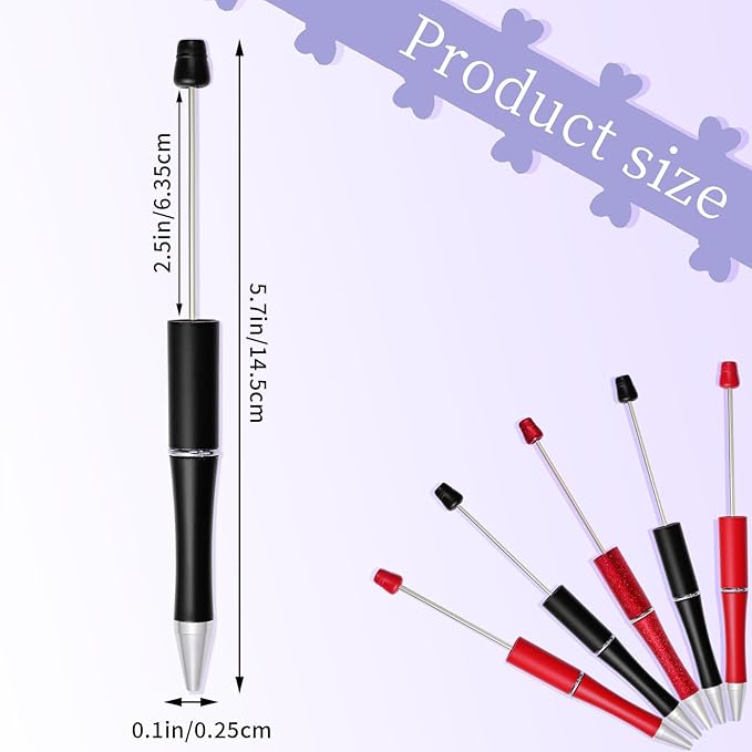 jiebor 30Pcs Halloween Beadable Pens Plastic Bead Ballpoint DIY Cute Cool Pens Black Ink for Women Men Bridal Graduation Gift Office Supplies Black White Red