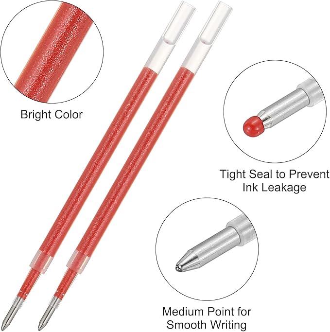 PATIKIL Gel Pen Refills, 24 Pcs 0.8mm Medium Point Glitter Coloring Gel Ink Pen Replace Refills for Retractable Click Pens Writing Drawing Doodling Office Study Classroom Supplies, Red