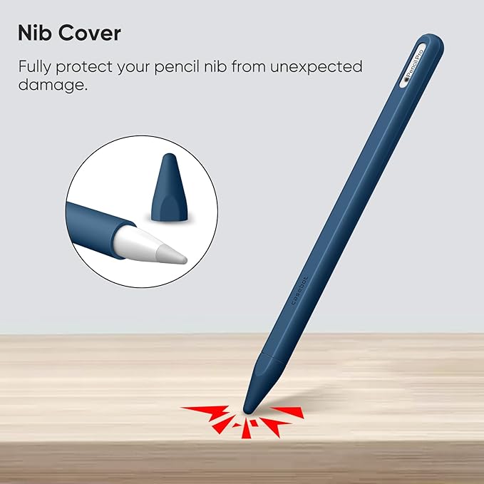 Fintie Silicone Sleeve for Apple Pencil Pro & Apple Pencil 2nd Generation, Light Pen Skin Case Cover Soft Protective Grip Holder with 2 Nib Covers Accessories, Cyan Blue
