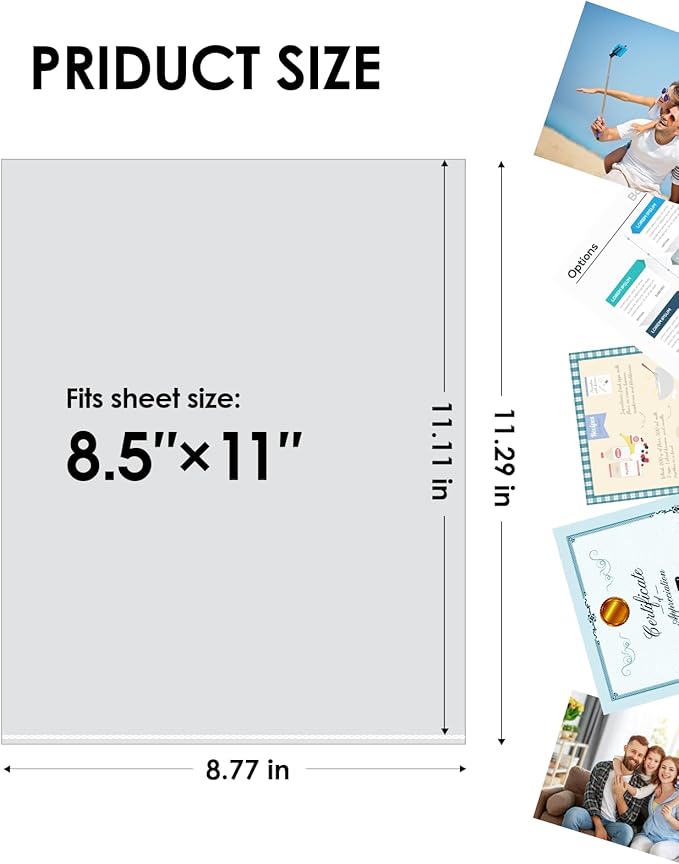 KTRIO No Holes Sheet Protectors 8.5 x 11 Inch Heavy Duty Clear Page Protectors, Plastic Paper Document Sleeves, Letter Size, Top Loading, Acid Free, 50 Pack