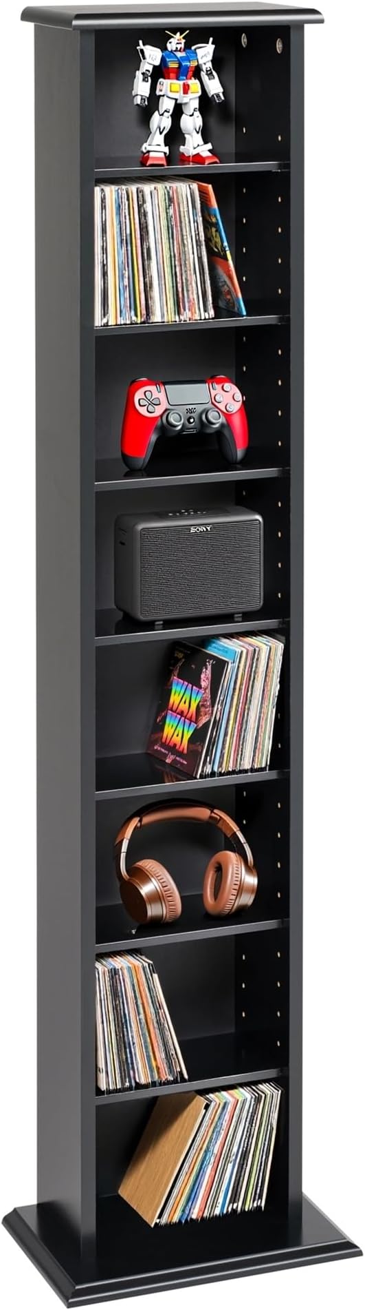 Prepac Narrow Cabinet Media, Slim Multimedia Storage Tower, Black