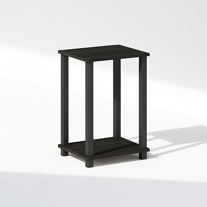 Furinno Simplistic Night Stand, 2-Tier Small Nightstand with Open Shelf, Toolless Assembly Bedside Table, End Table, Side Table, for Bedroom, Living Room, Espresso