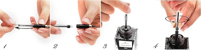 Dryden Designs Fountain Pen - Medium and Fine Nibs | Includes 24 Ink Cartridges and Ink Refill Converter | Calligraphy Pen, Consistent Writing, Smooth Flow - Mysterious Blue