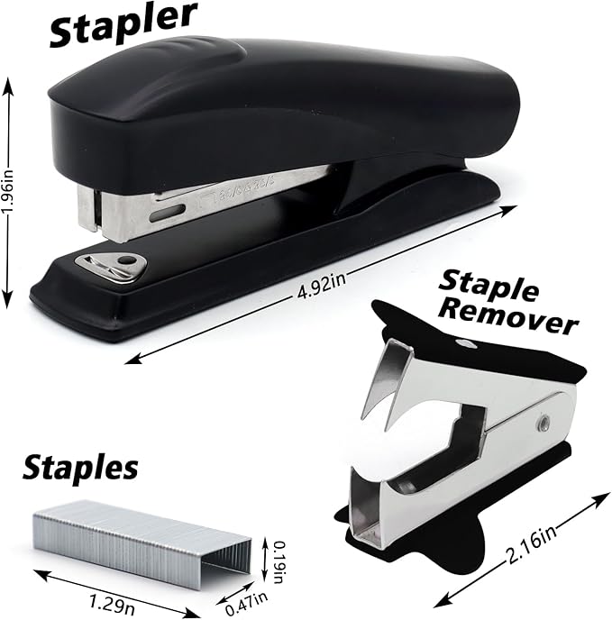 2 Pack Black Office Stapler, 25-Sheet Capacity with 4000 Staples and 2 Staple Removers, Desktop Stapler, Black Office Supplies for Students and Office Clerks