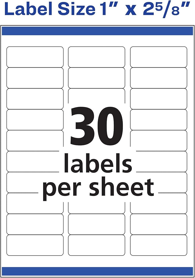 Avery Repositionable Printable Address Labels with Sure Feed, 1" x 2-5/8", White, 750 Blank Mailing Labels (58160)