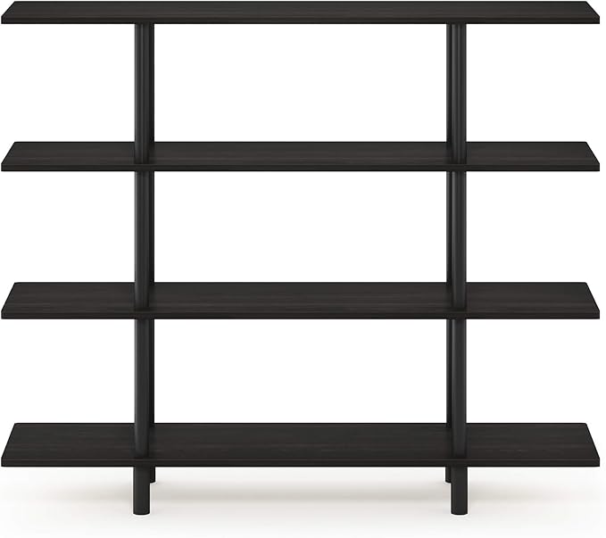 Furinno Turn-N-Tube 4-Tier Wide Display Shelf, Espresso/Black