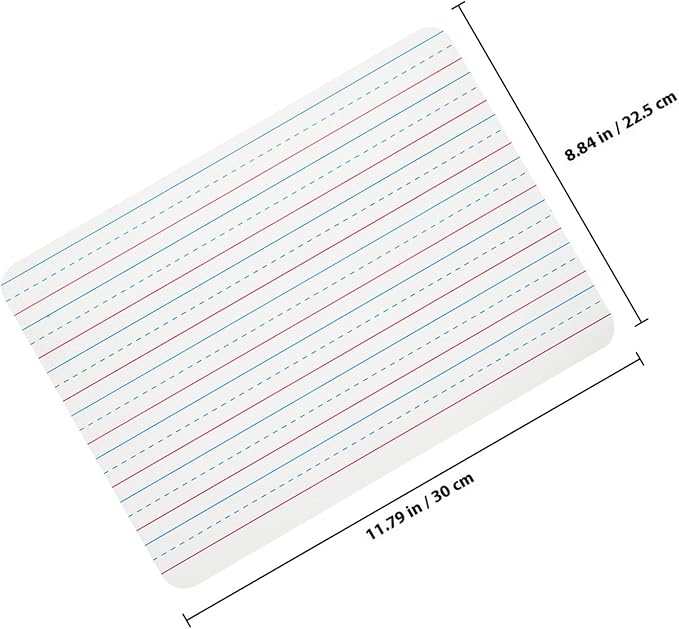 Double Sided Dry Erase Board 12x18 Inch with Lined Grid and Plain Surface, Small Whiteboard for Office and Classroom Use, Personal Portable Writing Board for Meetings and Study