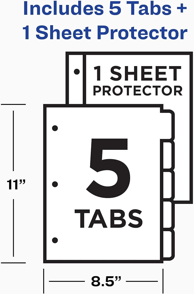 AVERY Clear Easy View Durable Plastic Dividers, 5 Tabs (16740),Multicolor (Pack of 2)