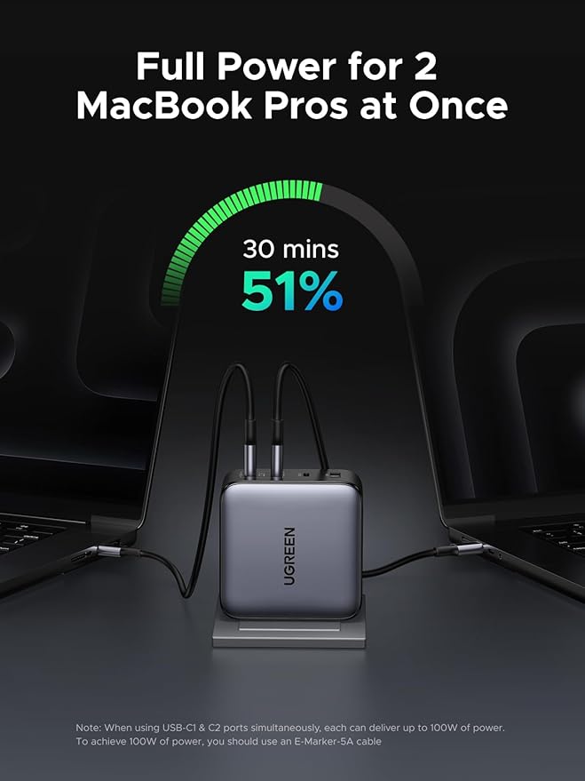 UGREEN Nexode 200W GaN USB C Wall Charger, 4-Port Foldable Compact Fast Type-C Power Adapter Compatible with MacBook Pro/Air, Dell XPS, HP 14, iPad, iPhone 17/16/15 Series, Galaxy S25/S24, Pixel 10/9