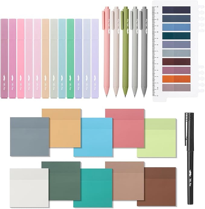 Mr. Pen- Aesthetic Book Annotation Kit, 38 pcs, Aesthetic Highlighters and Gel Pens, Transparent Sticky Notes, Transparent Sticky Tabs for Books, No Bleed Highlighters for Bible Pages No Bleed