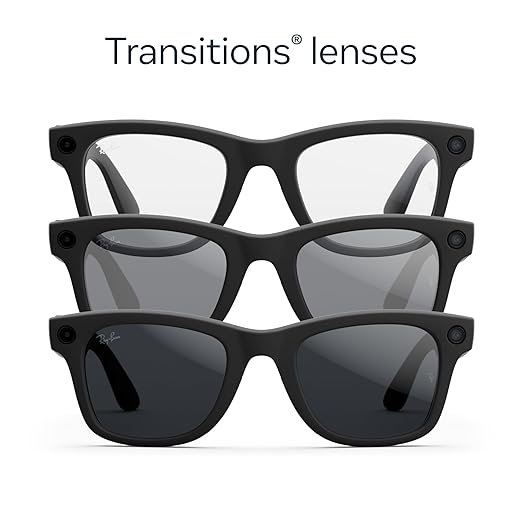 Ray-Ban Meta (Gen 2), Wayfarer, Matte Black | Smart AI Glasses for Men, Women — 2x Battery Life — 3K Ultra HD Resolution — 12 MP Ultra-Wide Camera, Audio, Video — Transitions® Grey Lenses