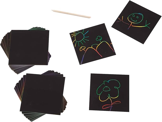 Melissa & Doug Scratch Art Rainbow Mini Notes (125) with Wooden Stylus - FSC Certified
