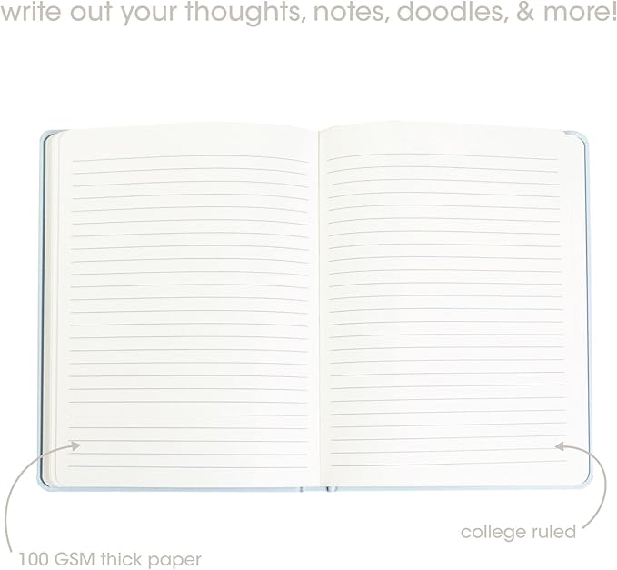 Pearhead Hardcover Journal Notebook 6x8 – Blue Swan College-Ruled Writing Journal with 200 Lined Pages for Notes, Work & Journaling