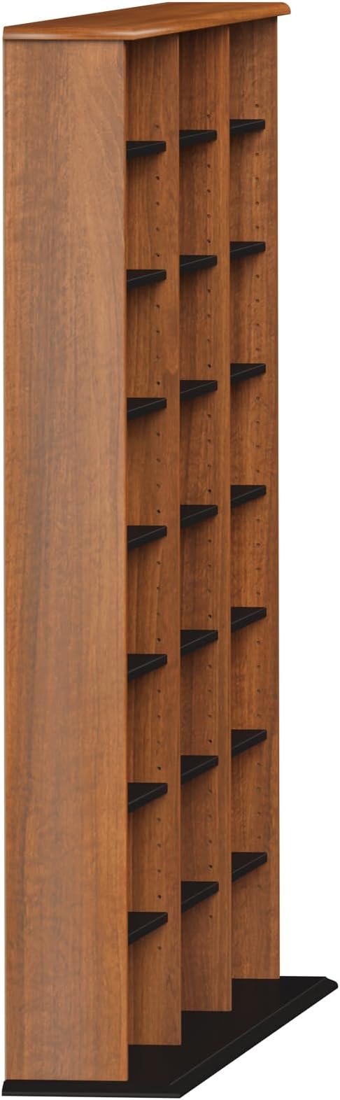 Prepac 3 Column Tall Storage Cabinet, Cherry & Black Storage Cabinet with 21 Adjustable Shelves Display DVD Perfect for Living Room, 8.75" D x 56" W x 51" H