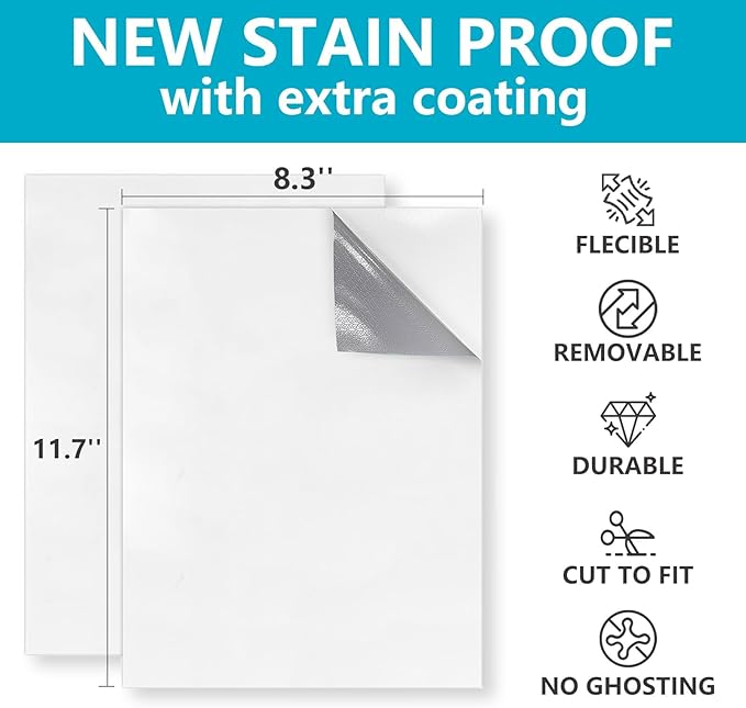 Dry Erase Board Sticker- Whiteboard Stickers-8.3''x11.7'' Removable Dry Erase Sheets- Fridge Dry Erase Paper for Wall/Desk/Refrigerator/Door/Locker/Home/Office/Classroom (White-4 Pcs)