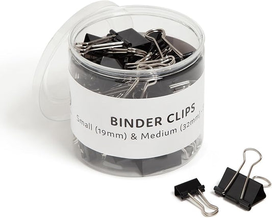 U Brands Binder Clips, Assorted Sizes, Small 3/4-Inch Width and 1/3-Inch Paper Holding Capacity, Medium 1-1/4-Inch Width and 1/2-Inch Paper Holding Capacity, Black and Silver Steel, 80-Count