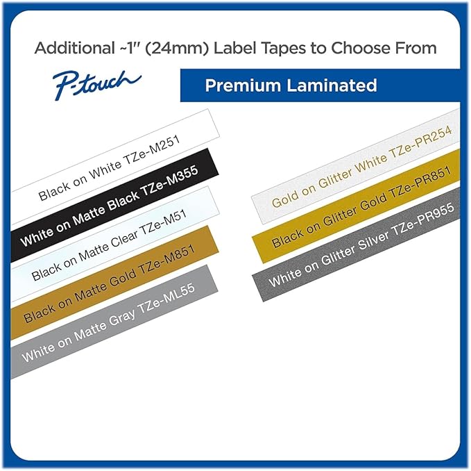 Brother TZe-2512PK ~1" (9mm) Black on White Laminated Label Tapes
