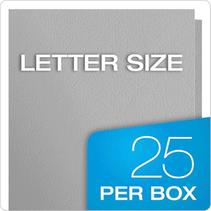 Oxford Twin-Pocket Folders,Textured Paper,Letter Size,Gray,Holds 100 Sheets,Box of 25 (57505EE),(Pack of 5)