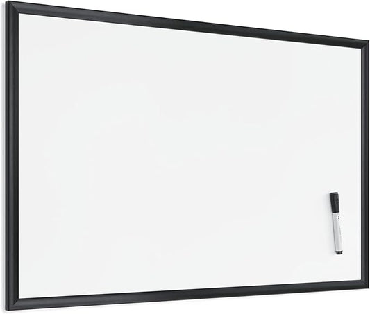 U Brands Magnetic Whiteboard 24" x 36", Black Wood Frame Dry Erase Board, Wall Mounted White Board for Office, Classroom, Home, Planning & Organization